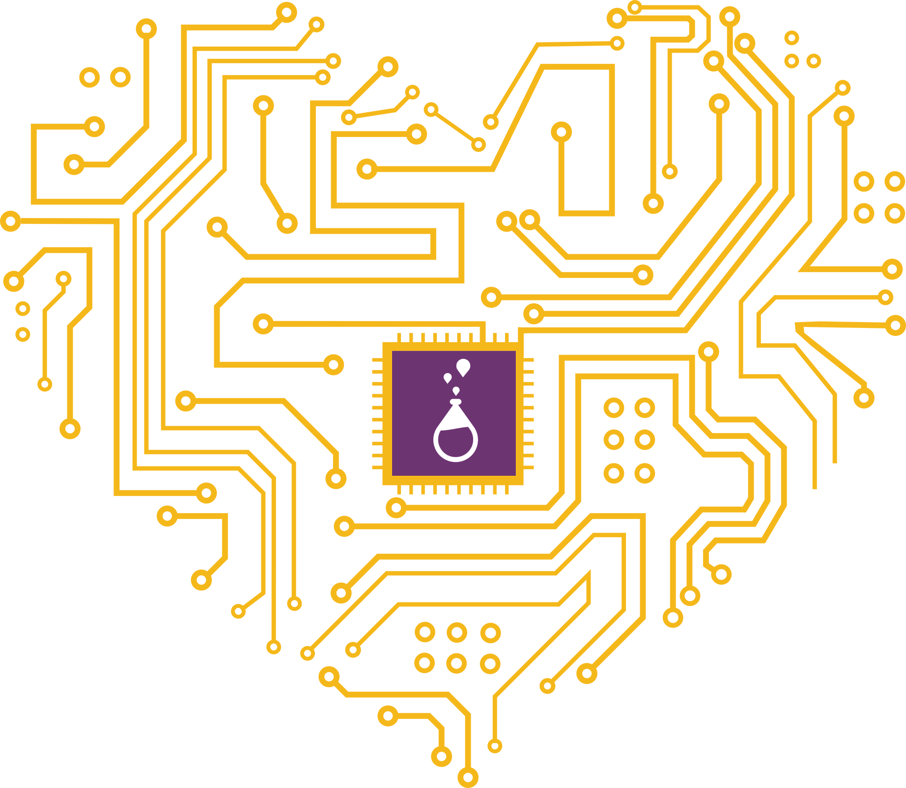 Brilliant Labs logo In the center of a heart formed by electric circuits